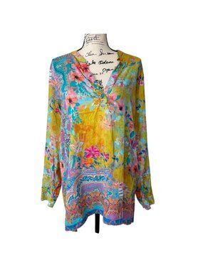 Soft Surroundings Womens Size M Floral Tunic Top Boho Colorful Soft  Modal